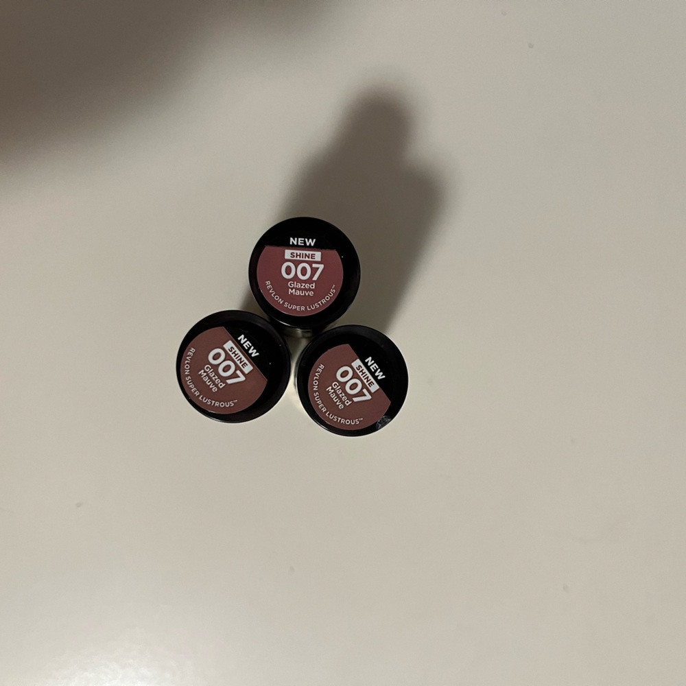 New 3 Revlon Glass Shine Lipstick 007 Glazed Mauve Original Formula